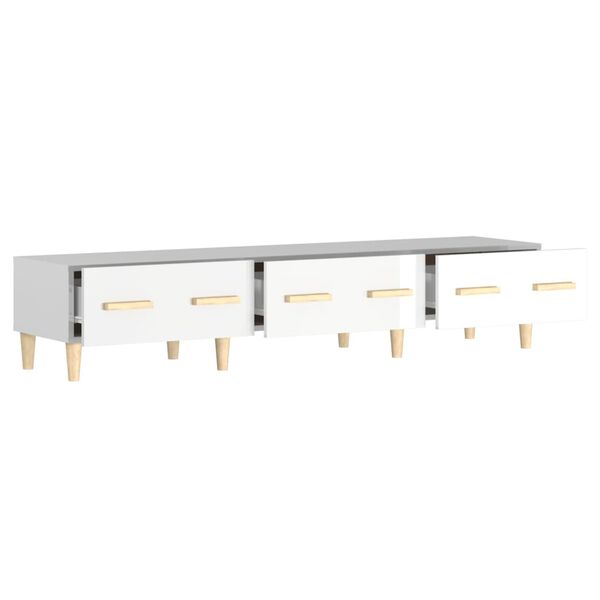 vidaXL Έπιπλο Τηλεόρασης Γυαλ. Λευκό150x34,5x30εκ.Επεξεργασμένο Ξύλο