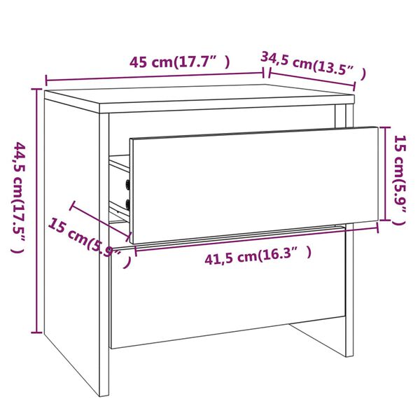 vidaXL Κομοδίνα 2 τεμ. Λευκά 45 x 34,5 x 44,5 εκ. από Επεξ. Ξύλο