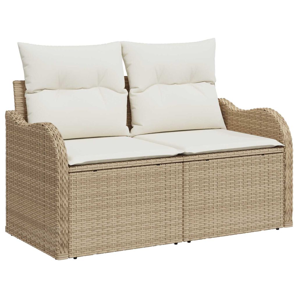 vidaXL Σετ Καναπέ Κήπου Ρυθμιζόμενο ύψος 10 pcs Μπεζ συνθετικό ρατάν