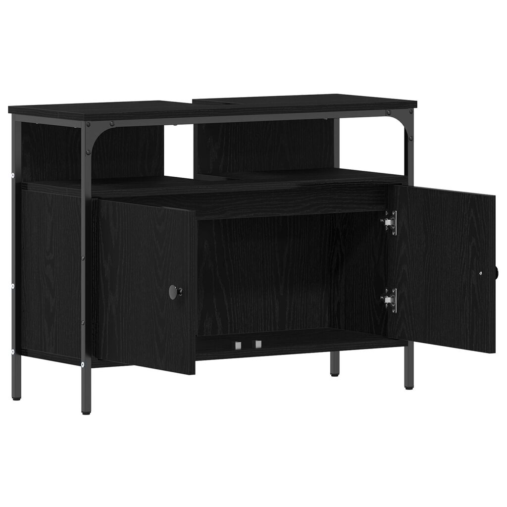 vidaXL Ντουλάπα Νιπτήρα Μαύρο Δρυς 80x30x60 εκ. Κατασκευασμένο ξύλο