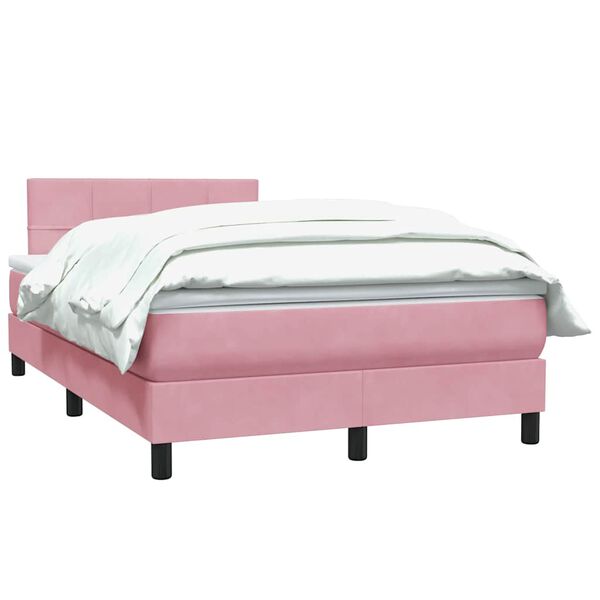 vidaXL Box Spring κρεβάτι με στρώμα ροζ 120x220 cm Βελούδινο