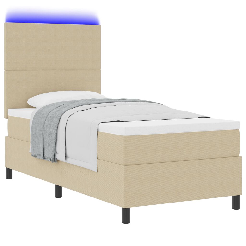 vidaXL Κρεβάτι με Στρατηγική και Στρώμα & Φως LED Πράσινο Γκρι Μονό Βελούδο