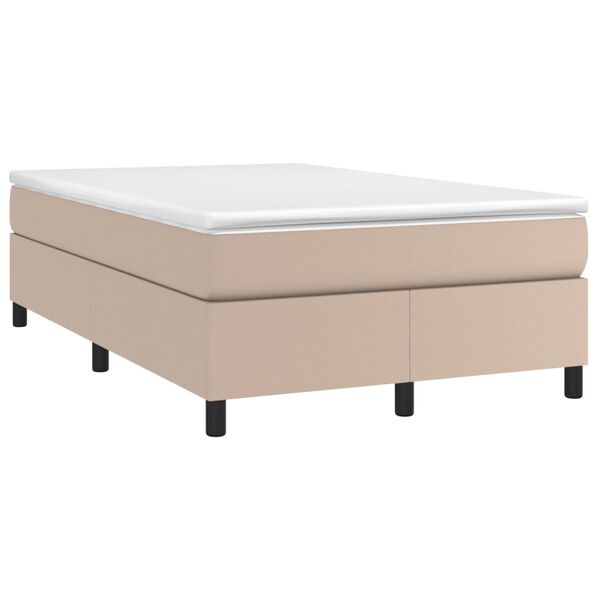 vidaXL Κρεβάτι Boxspring με Στρώμα Καπουτσίνο 120x200εκ.από Συνθ.Δέρμα