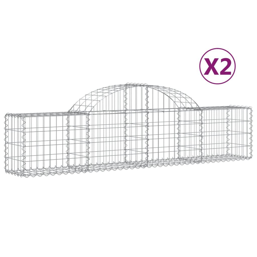 vidaXL Συρματοκιβώτια Τοξωτά 2 τεμ. 200x30x40/60 εκ. Γαλβαν. Ατσάλι