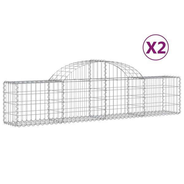 vidaXL Συρματοκιβώτια Τοξωτά 2 τεμ. 200x30x40/60 εκ. Γαλβαν. Ατσάλι