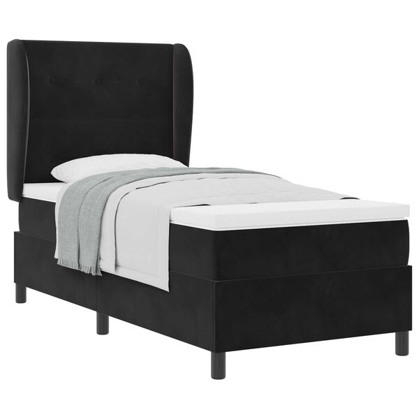 vidaXL Κρεβάτι με ελατήρια με στρώμα Μαύρο 80 x 200 cm Βελούδο