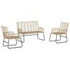 vidaXL Σέτ φαγητού για κήπο 3 pcs Καφέ και Κρέμα Πολυ rattan, ατσάλι