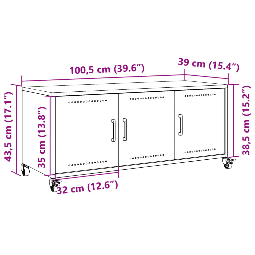 vidaXL Έπιπλο Τηλεόρασης Ροζ 100,5x39x43,5 εκ. Ατσάλι