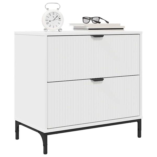vidaXL Κομοδίνο με συρτάρι Λευκό 63.5 x 36 x 61 εκ Επεξεργασμένο ξύλο