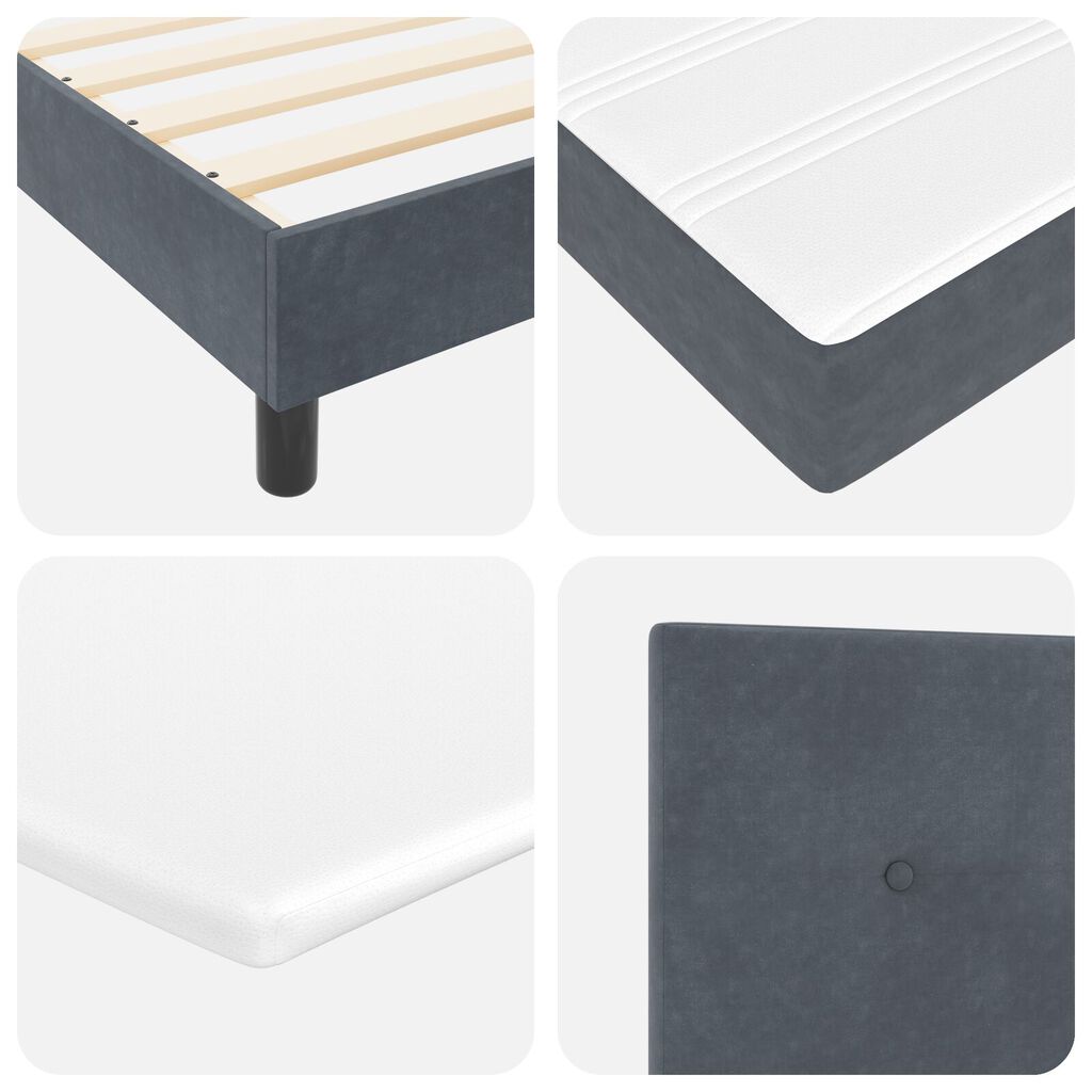 Κρεβάτι Box Spring με Στρώμα vidaXL Γκρί 160x200 εκ Βελούδο