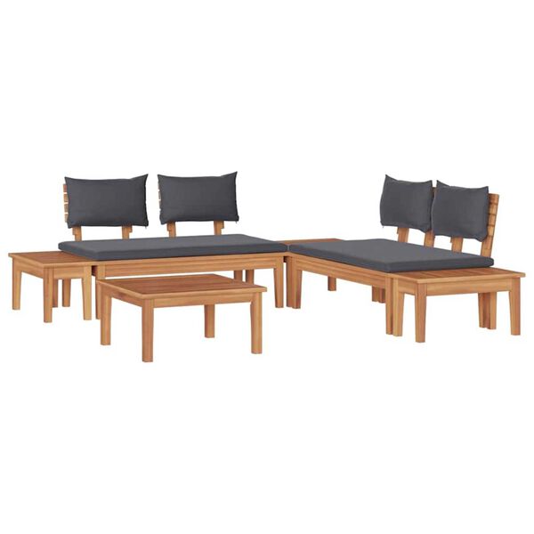 vidaXL Σετ Παγκάκι Κήπου 3 pcs Καφέ, Γκρί Πολυ rattan, βαμμένο ατσάλι