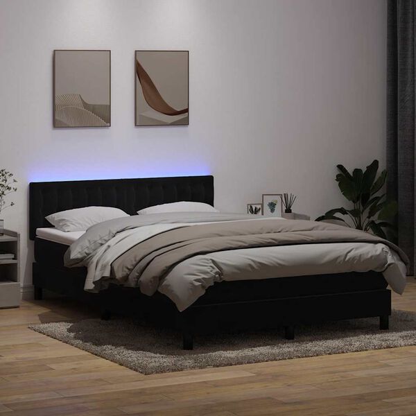 vidaXL &Kappa;&rho;&epsilon;&beta;ά&tau;&iota; Boxspring &mu;&epsilon; &Sigma;&tau;&rho;ώ&mu;&alpha; & LED &Mu;&alpha;ύ&rho;&omicron; 160x210 &epsilon;&kappa;. &Beta;&epsilon;&lambda;&omicron;ύ&delta;&iota;&nu;&omicron;