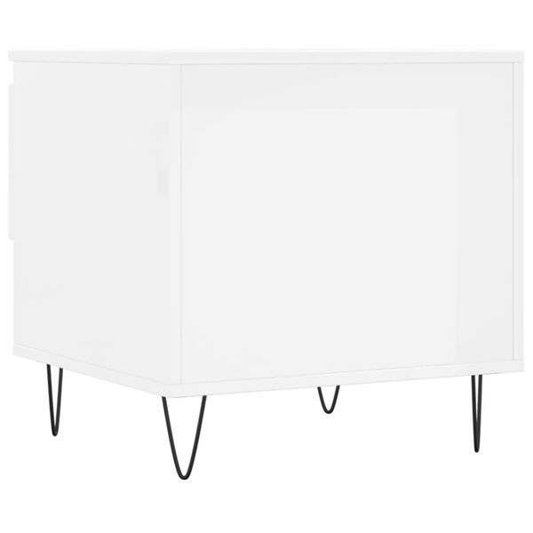 vidaXL Τραπεζάκια Σαλονιού 2 τεμ. Γυαλ. Λευκό 50x46x50 εκ. Επεξ. Ξύλο