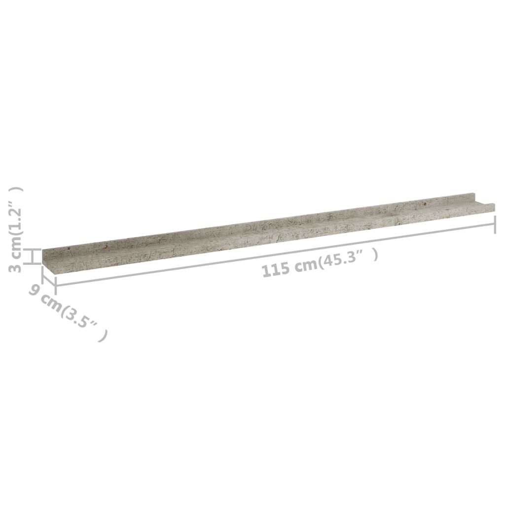 vidaXL Ράφια Τοίχου 2 τεμ. Γκρι Σκυροδέματος 115 x 9 x 3 εκ.