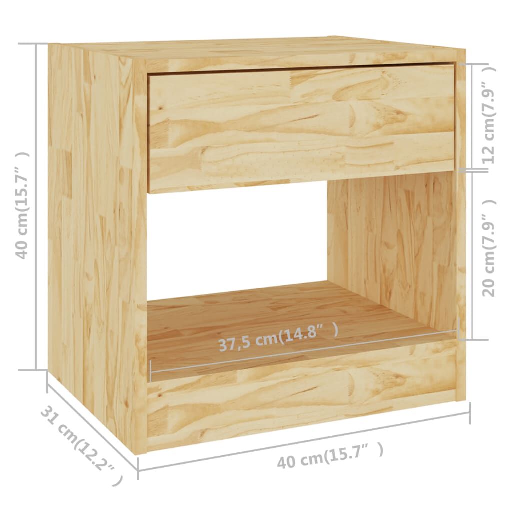 vidaXL Κομοδίνα 2 τεμ. 40 x 31 x 40 εκ. από Μασίφ Ξύλο Πεύκου