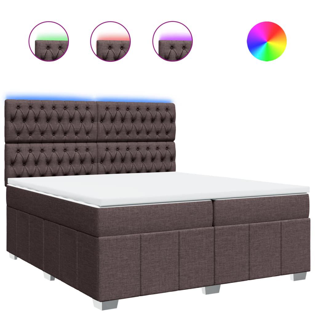 vidaXL Κρεβάτι Boxspring με Στρώμα Σκούρο Καφέ 200x200 εκ. Υφασμάτινο