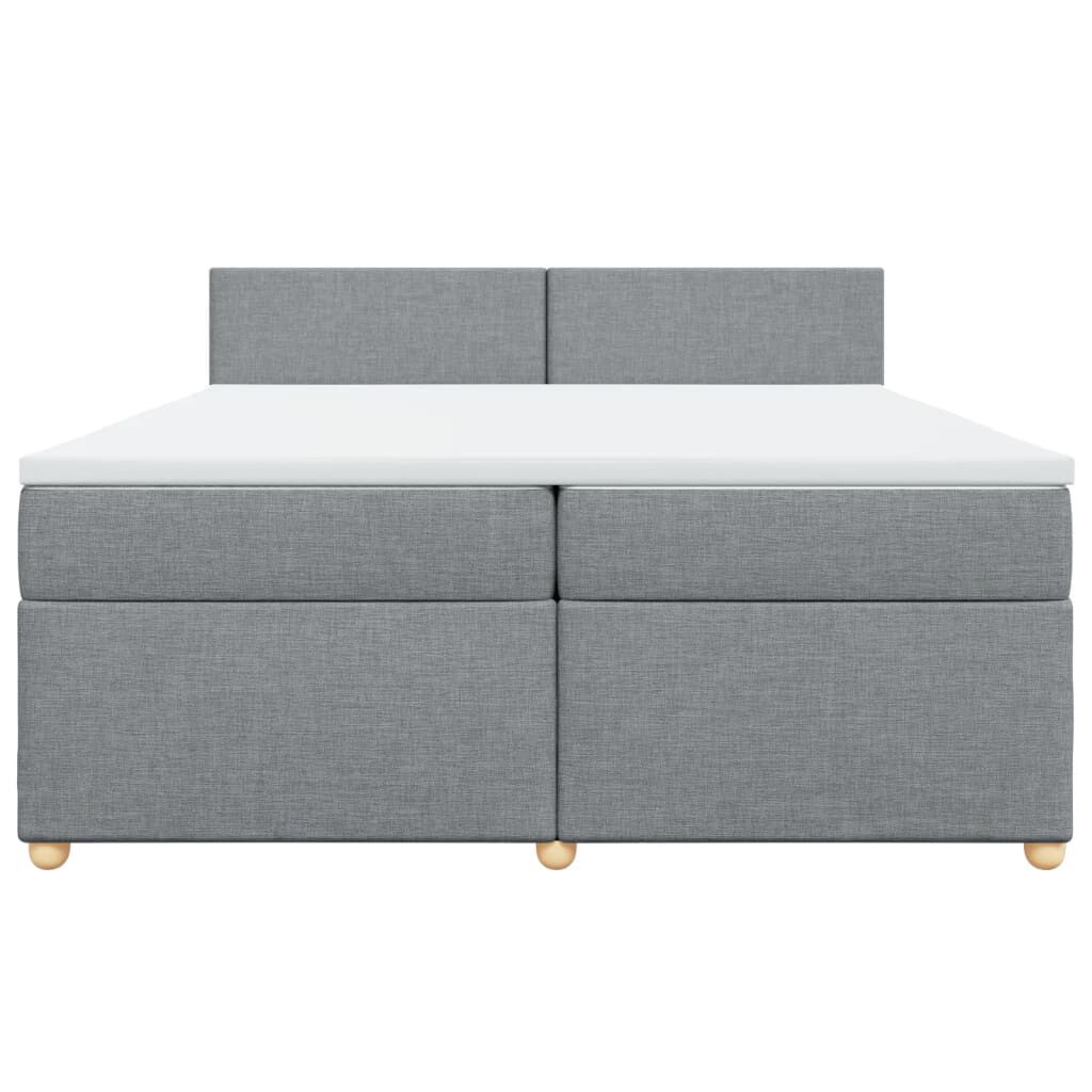 vidaXL Κρεβάτι Boxspring με Στρώμα Ανοιχτό Γκρι 200x200 εκ. Υφασμάτινο