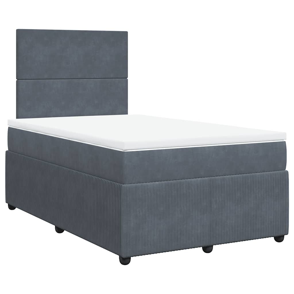vidaXL Κρεβάτι Boxspring με Στρώμα Σκούρο Γκρι 120x200 εκ. Βελούδινο