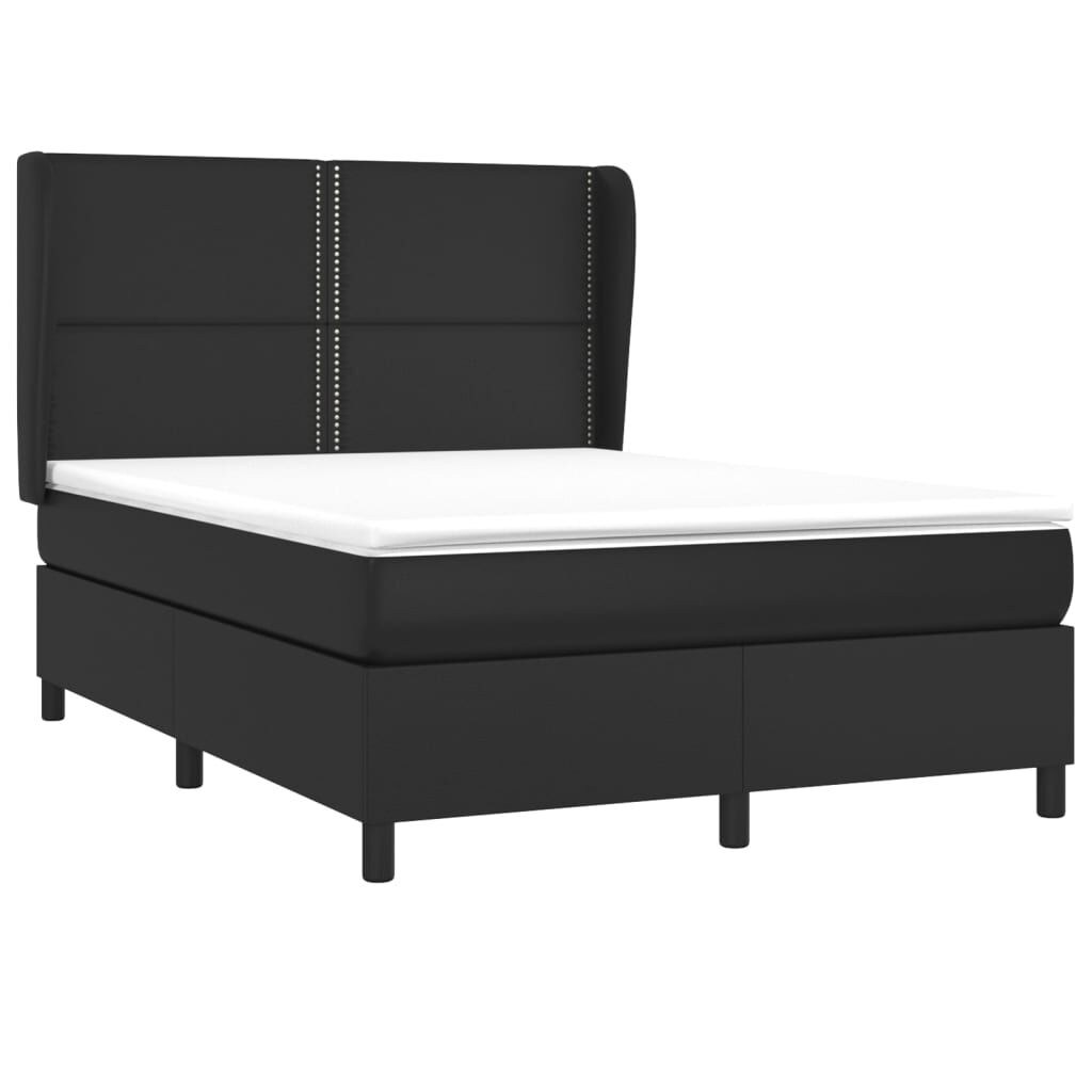 vidaXL Κρεβάτι Boxspring με Στρώμα Μαύρο 140x200εκ.από Συνθετικό Δέρμα