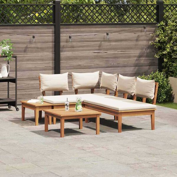 vidaXL Σετ Παγκάκι Κήπου 4 pcs Καφέ, Κρέμα Πολυ rattan, βαμμένο ατσάλι