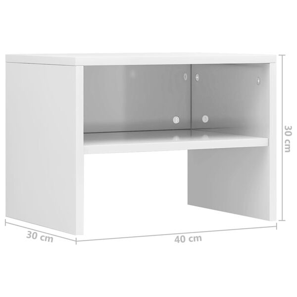 vidaXL Κομοδίνα 2 τεμ. Γυαλιστερό Λευκό 40x30x30 εκ. από Επεξ. Ξύλο