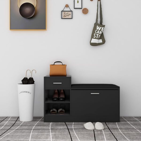 vidaXL Παπουτσοθήκη Γυαλ. Μαύρη 94,5 x 31 x 57 εκ. από Επεξ. Ξύλο
