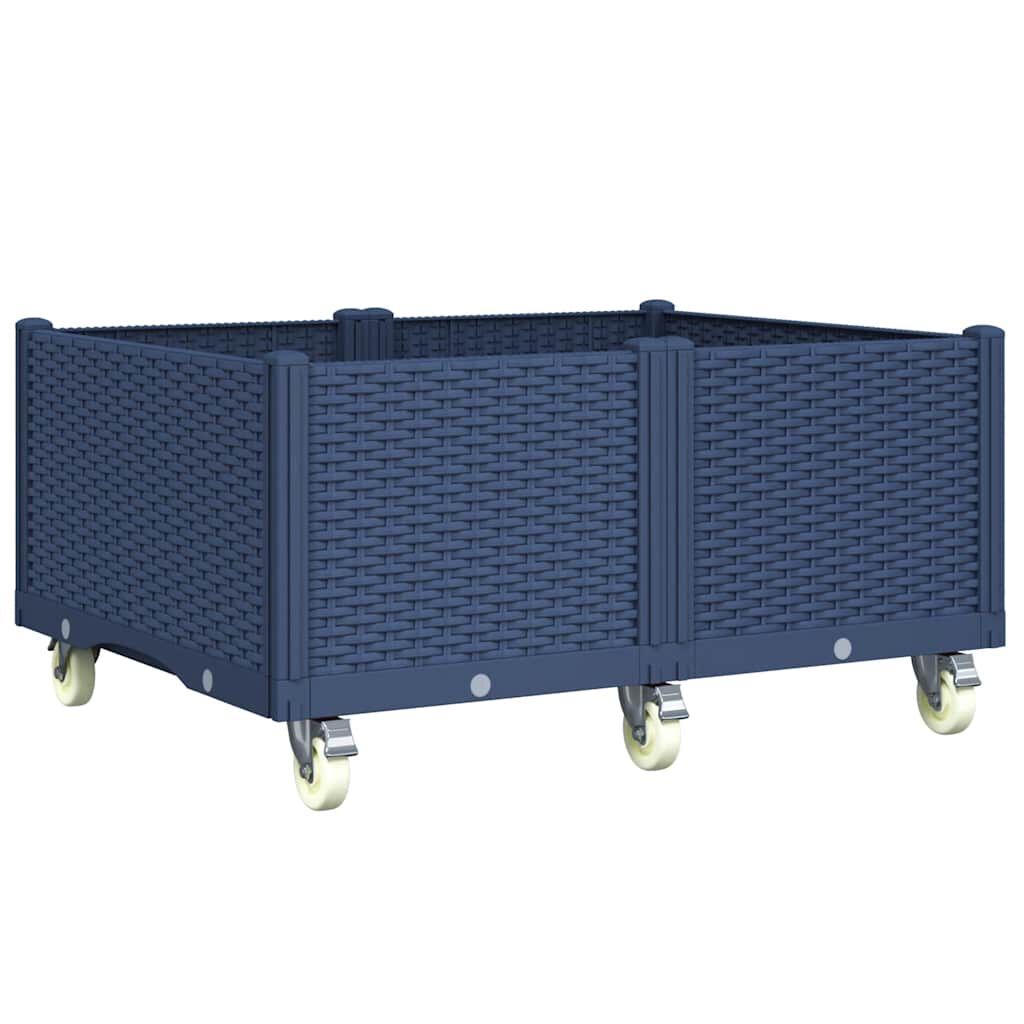 vidaXL Ζαρντινιέρα Κήπου με Ροδάκια Μπλε Γκρι 100x80x54εκ. Πολυπροπυλένιο