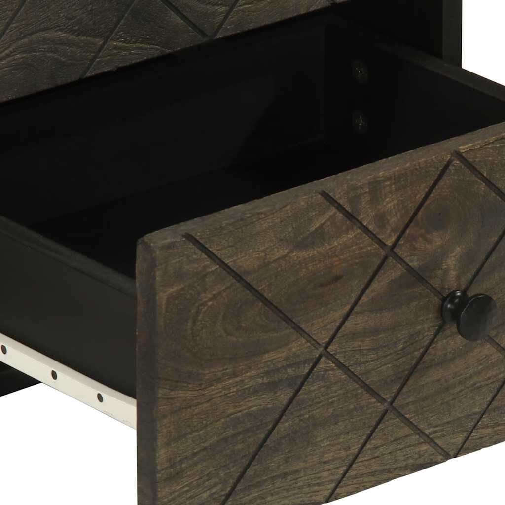 vidaXL Κομοδίνα 2 τεμ. Μαύρα 40 x 33 x 46 εκ. από Μασίφ Ξύλο Μάνγκο