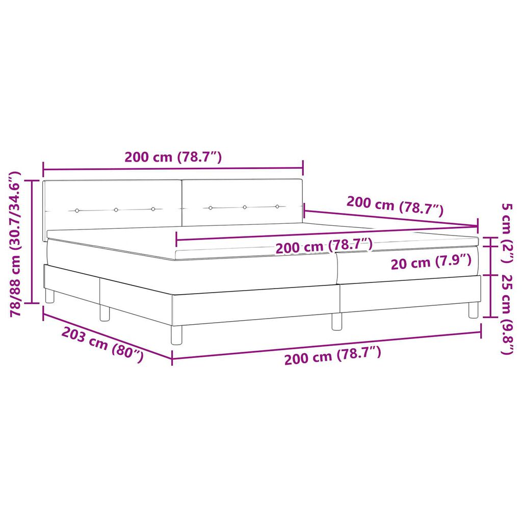 vidaXL Κρεβάτι Box Spring με Στρώμα Μαύρο 200x200 εκ Βελούδο