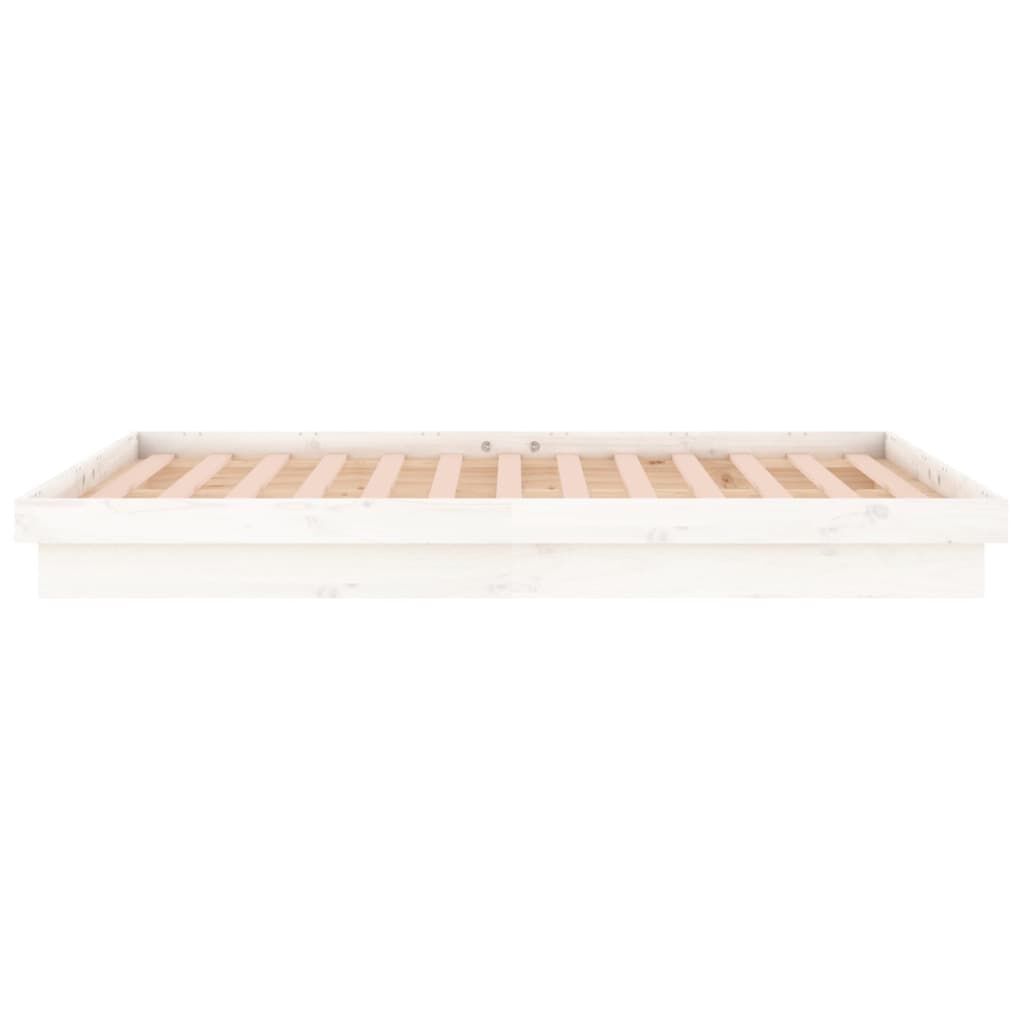 vidaXL Πλαίσιο Κρεβατιού LED Λευκό 120x190 εκ. Μικρό Διπλό Μασίφ Ξύλο