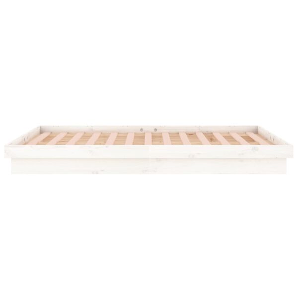 vidaXL Πλαίσιο Κρεβατιού LED Λευκό 120x190 εκ. Μικρό Διπλό Μασίφ Ξύλο
