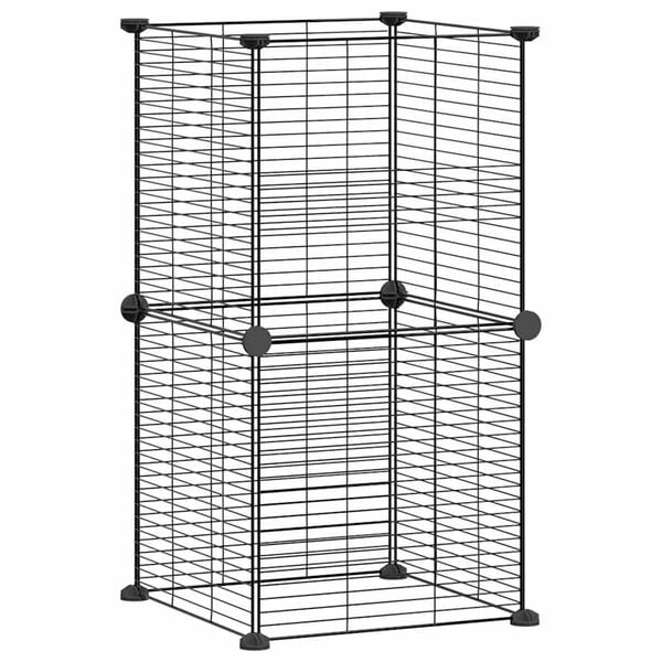 vidaXL Κλουβί για Κατοικίδια με 8 Πάνελ Μαύρο 35 x 35 εκ. Ατσάλινο