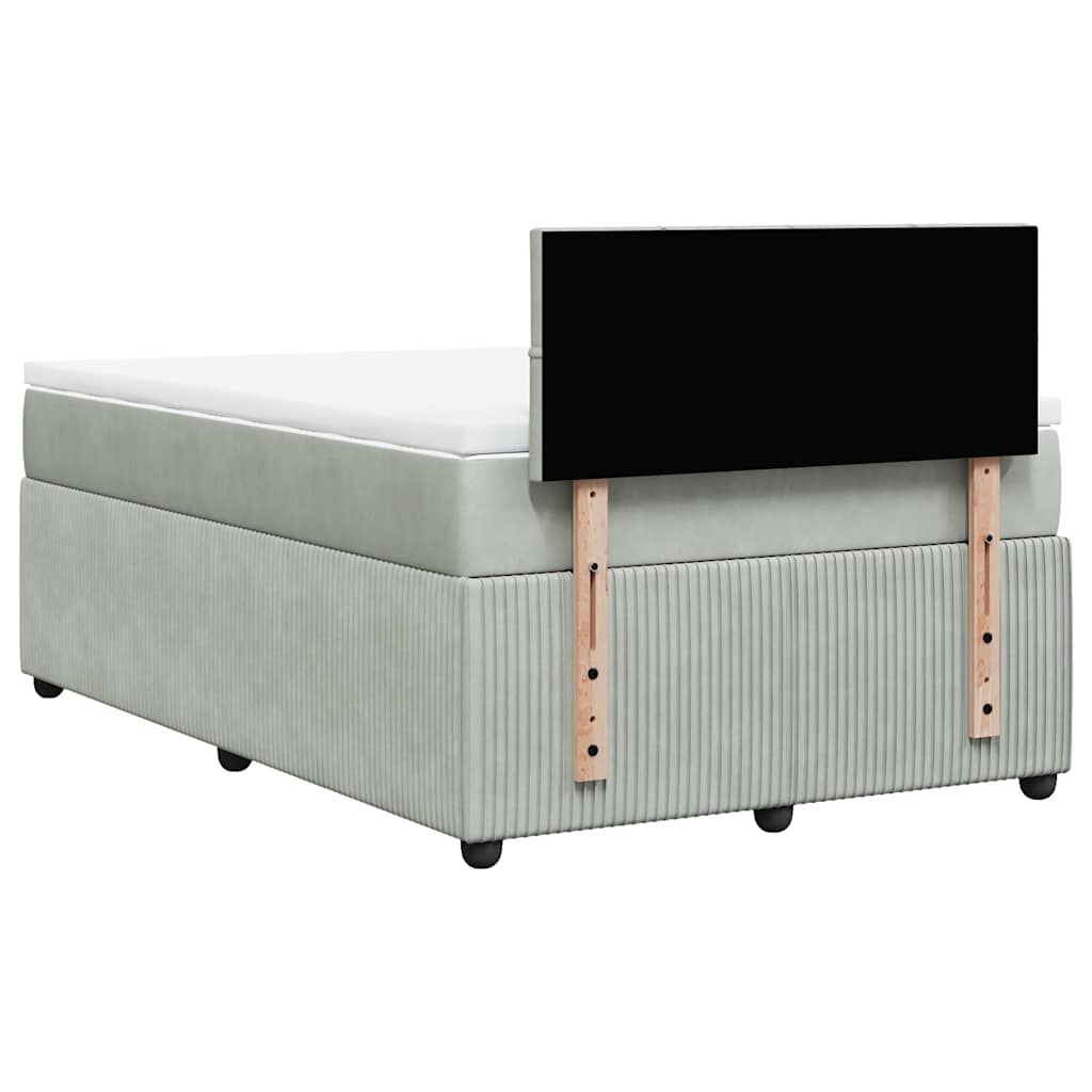 vidaXL Κρεβάτι Boxspring με Στρώμα Ανοιχτό Γκρι 120x200 εκ. Βελούδινο