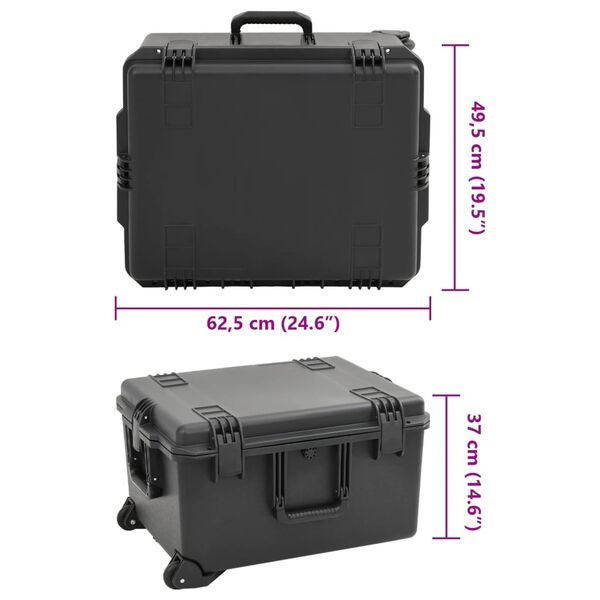 vidaXL Θήκη Πτήσης Φορητή Μαύρη 62,5x49,5x37 εκ. από Πολυπροπυλένιο