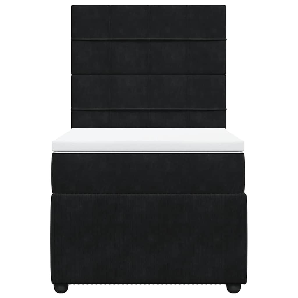 vidaXL Κρεβάτι Boxspring με Στρώμα Μαύρο 100x200 εκ. Βελούδινο