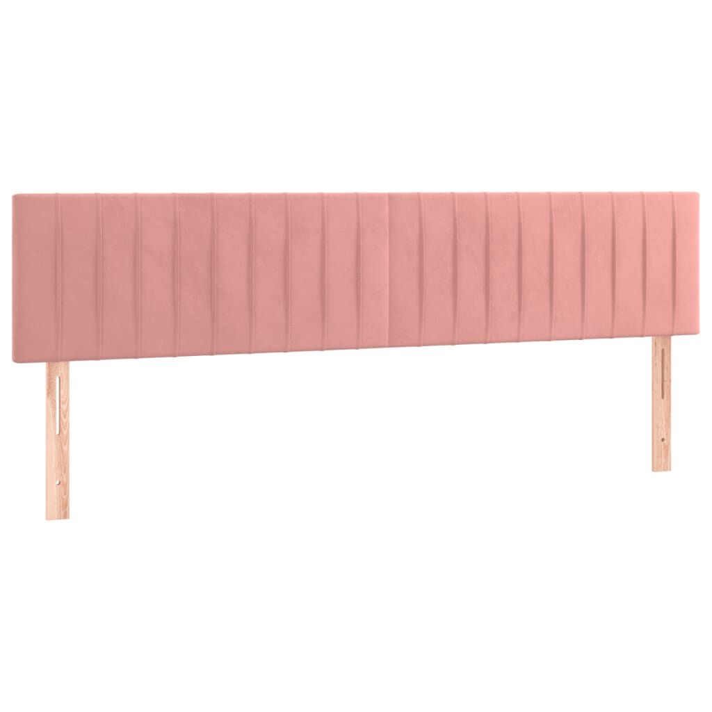 vidaXL Κρεβάτι Boxspring με Στρώμα & LED Ροζ 180x200 εκ. Βελούδινο