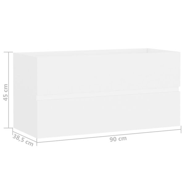 vidaXL Ντουλάπι Νιπτήρα Λευκό 90 x 38,5 x 45 εκ. από Επεξ. Ξύλο
