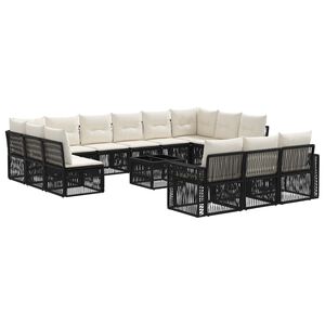 vidaXL &Sigma;&epsilon;&tau; &Kappa;&alpha;&nu;&alpha;&pi;έ &Kappa;ή&pi;&omicron;&upsilon; 14 pcs &Mu;&alpha;ύ&rho;&omicron; &kappa;&alpha;&iota; &Kappa;&rho;&epsilon;&mu; &Lambda;&epsilon;&upsilon;&kappa;ό &sigma;&upsilon;&nu;&theta;&epsilon;&tau;&iota;&kappa;ό &rho;&alpha;&tau;ά&nu;