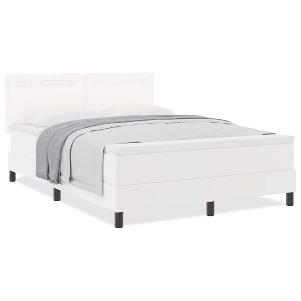 vidaXL Κρεβάτι με Στρώμα με στρώμα Λευκό 140 x 200 cm Τεχνητό δέρμα