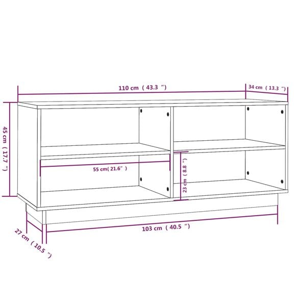 vidaXL Παπουτσοθήκη 110 x 34 x 45 εκ. από Μασίφ Ξύλο Πεύκου
