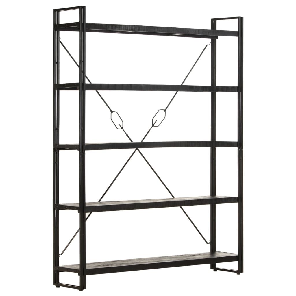 vidaXL Βιβλιοθήκη με 5 Επίπεδα Μαύρη 140x30x180 εκ. Μασίφ Ξύλο Μάνγκο