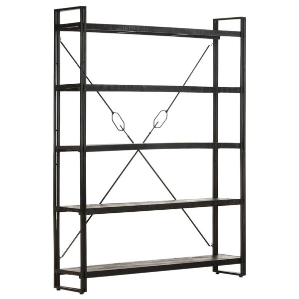 vidaXL Βιβλιοθήκη με 5 Επίπεδα Μαύρη 140x30x180 εκ. Μασίφ Ξύλο Μάνγκο