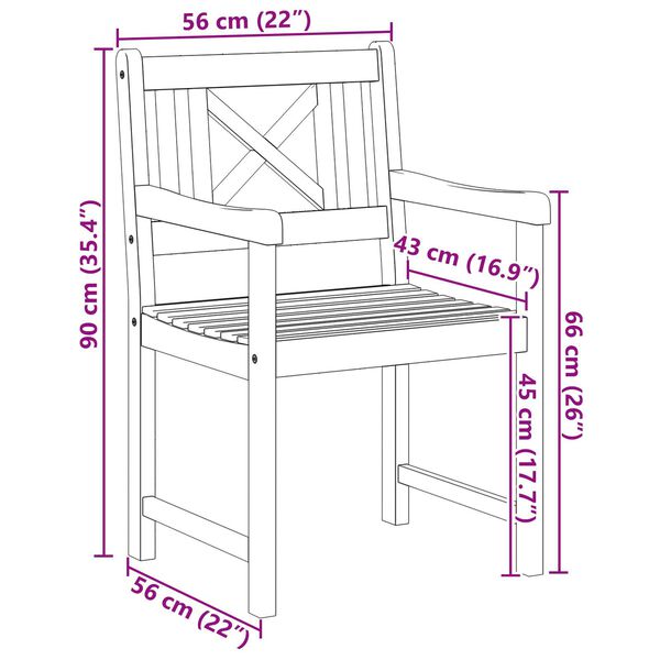 Καρέκλες vidaXL 4 τμχ 56x55.5x90 cm Σκληρό Ξύλο Ακακίας