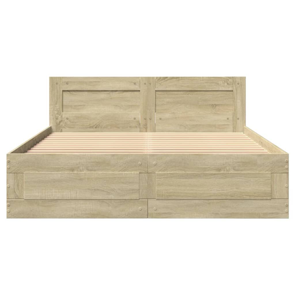vidaXL Πλαίσιο Κρεβατιού με Κεφαλάρι Sonoma Δρυς 120x200εκ. Επεξ. Ξύλο