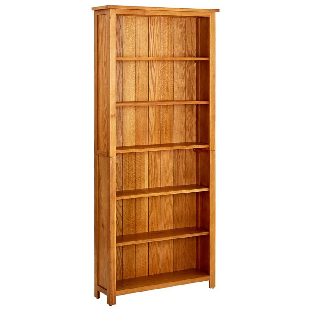vidaXL Βιβλιοθήκη με 6 Επίπεδα 80 x 22,5 x 180 εκ. Μασίφ Ξύλο Δρυός