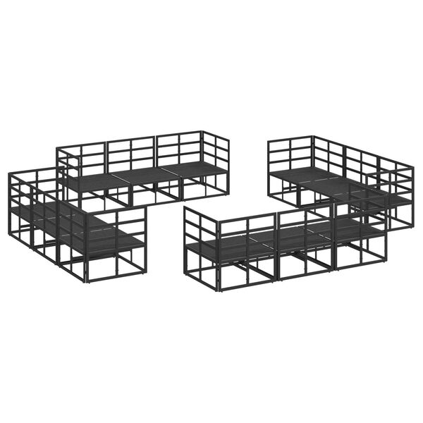 vidaXL Σετ Καναπέ Κήπου 12 pcs Μαύρο 213 x 71.5 x 71 εκ. Αλουμίνιο