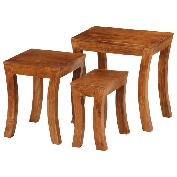 vidaXL Τραπεζάκια Ζιγκόν 3 τεμ. Καφέ 50x35x50 εκ. Μασίφ Ξύλο Ακακίας