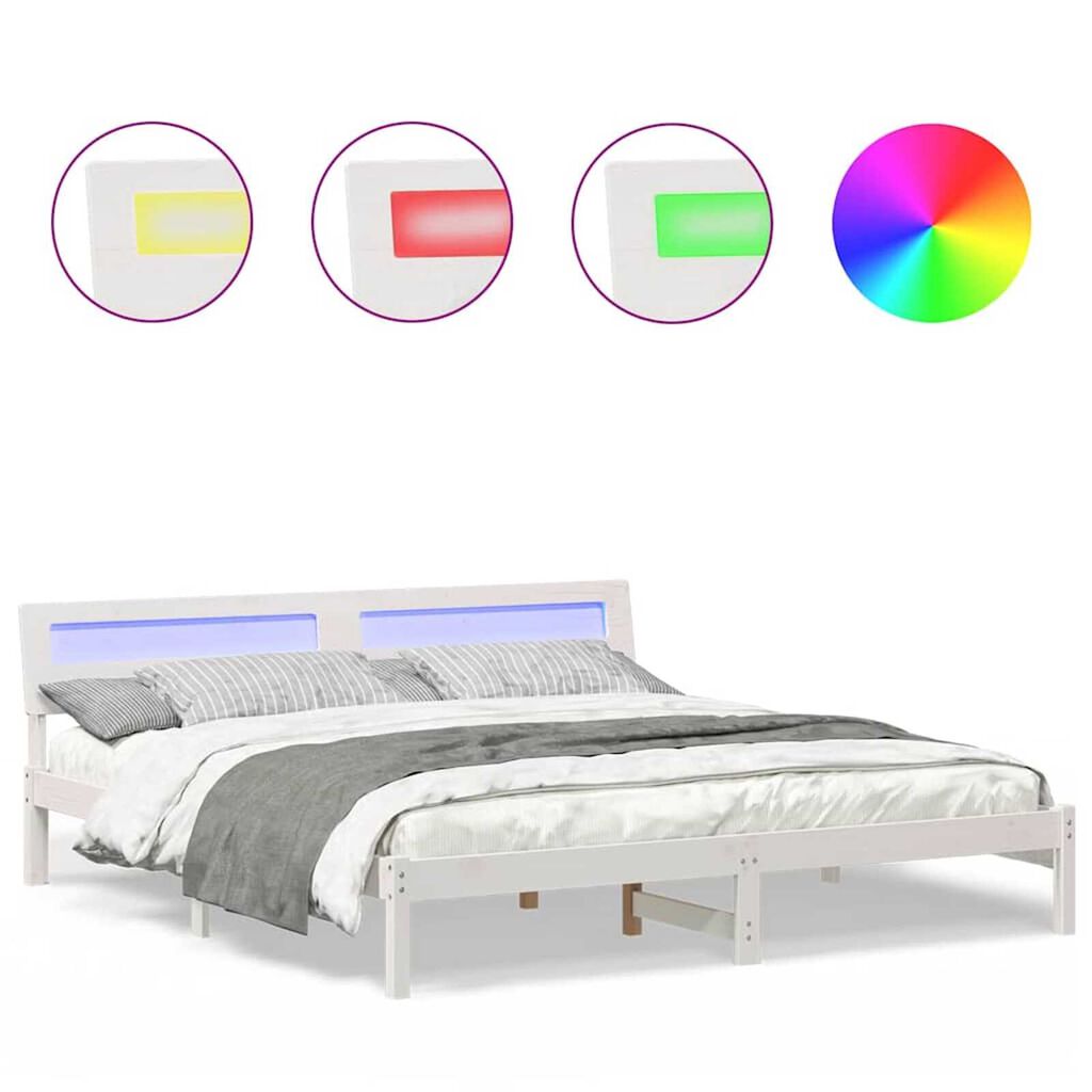 vidaXL Σκελετός Κρεβατιού Λευκό 180 x 200 cm Μασίφ ξύλο πεύκου