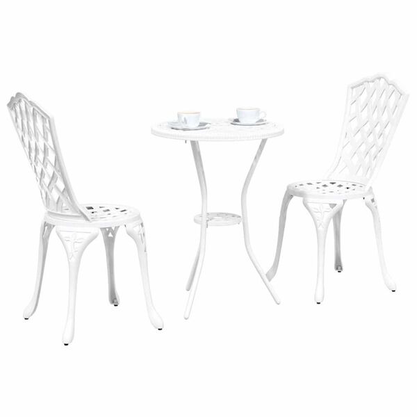 vidaXL Σετ Μπιστρό Κήπου 3 pcs Λευκό Αλουμίνιο