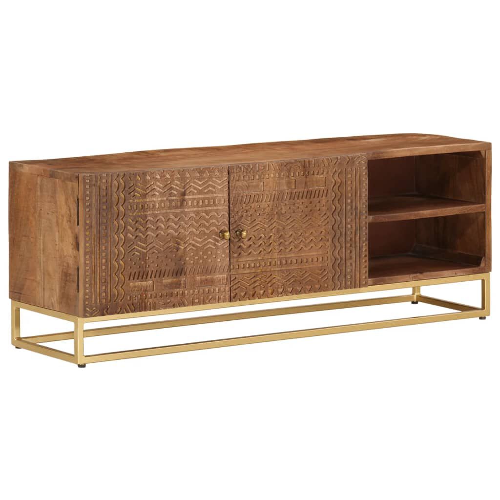 vidaXL Έπιπλο Τηλεόρασης 110 x 30 x 40 εκ. Μασίφ Ξύλο Μάνγκο & Σίδηρος